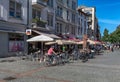 Unknown people in the Bornheim shopping street Berger StraÃe, Frankfurt, Germany